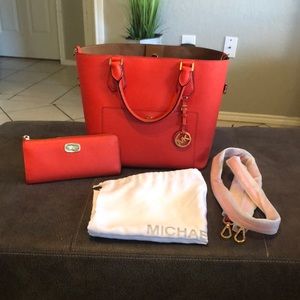 Beautiful Coral MK PURSE, WALLET and DUST COVER